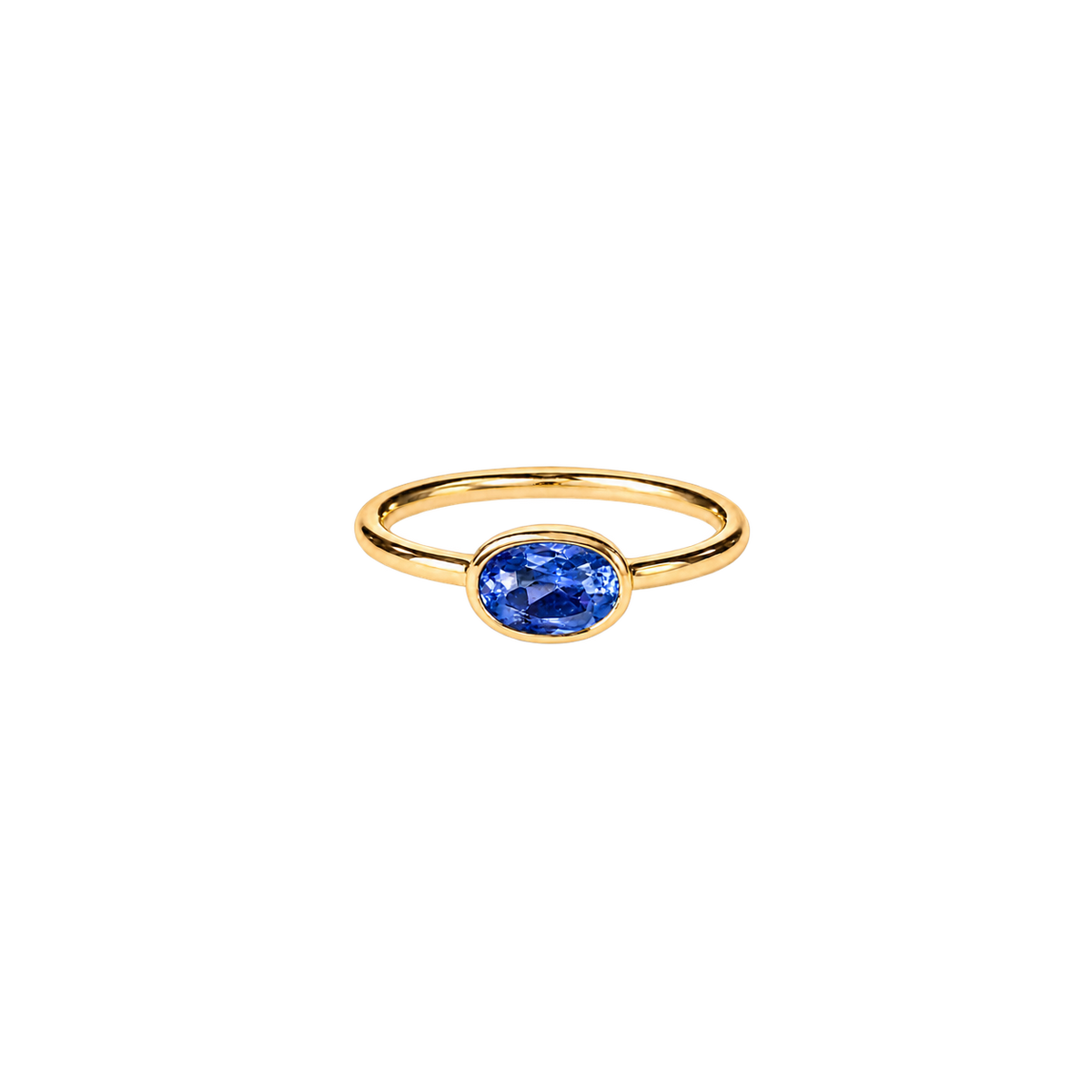 14K Gold East-West Oval Birthstone Pinky Ring