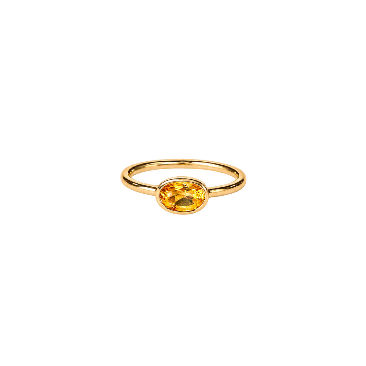 14K Gold East-West Oval Birthstone Pinky Ring