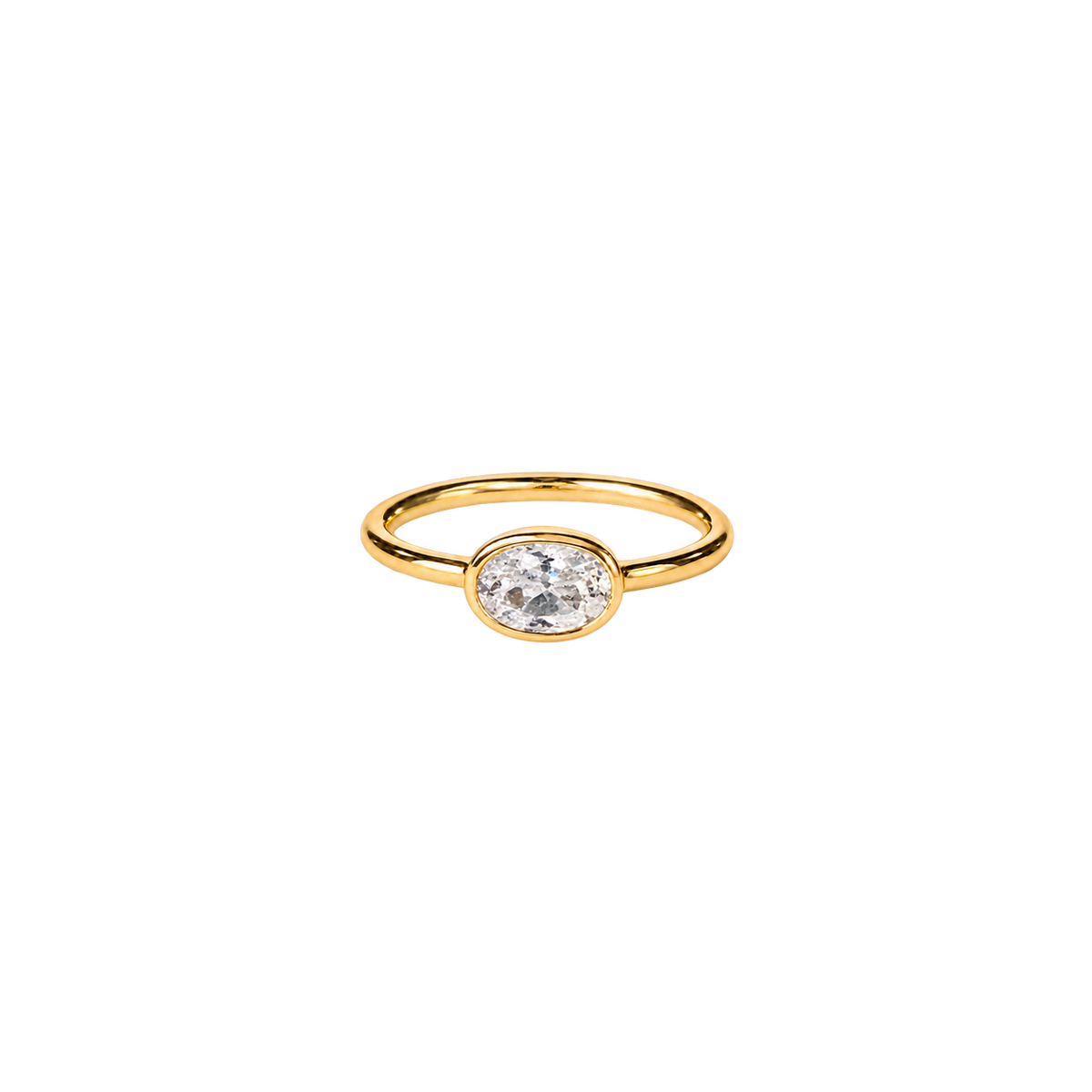 14K Gold East-West Oval Birthstone Pinky Ring