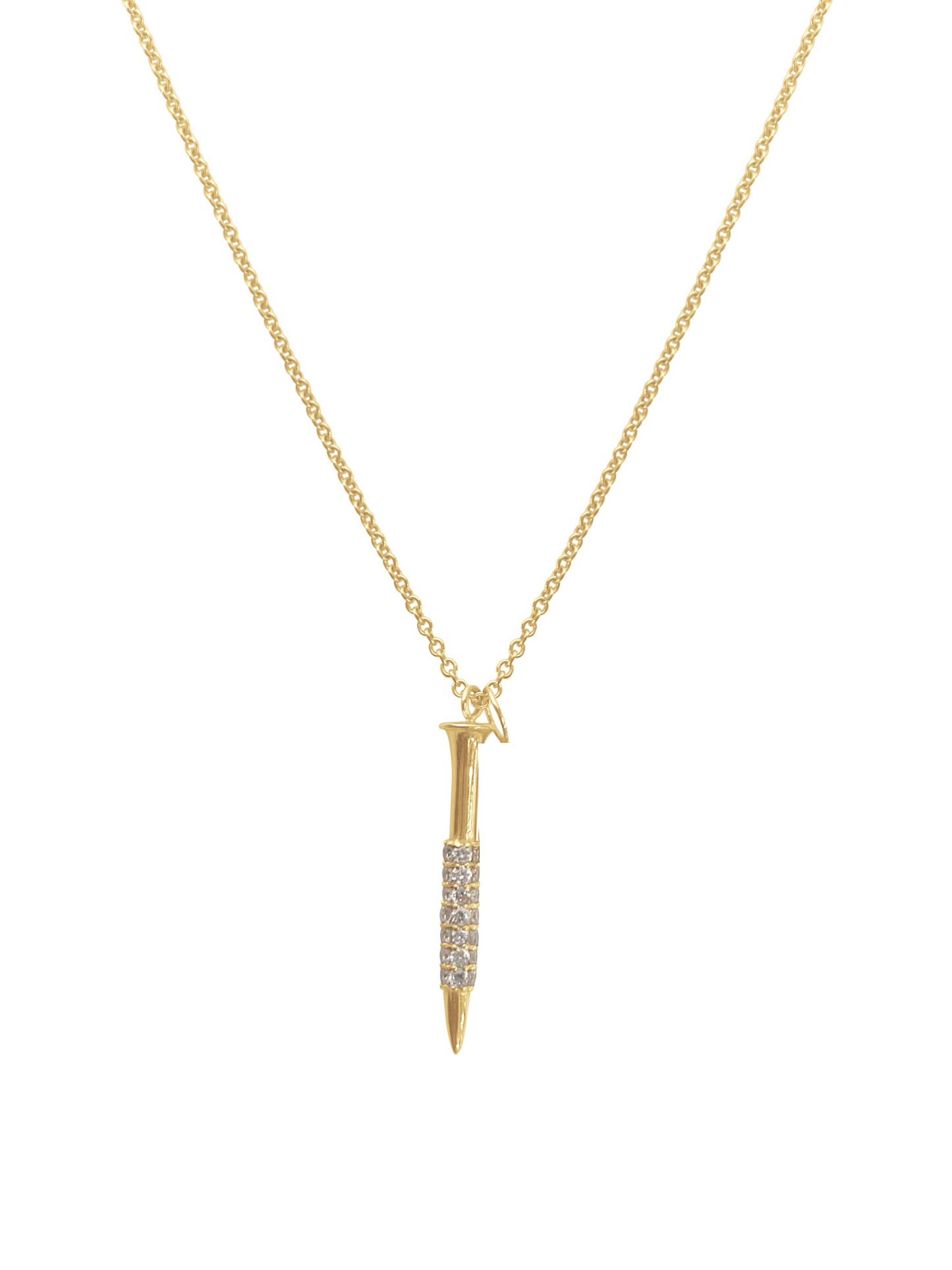 14K Gold Diamond Nail Necklace