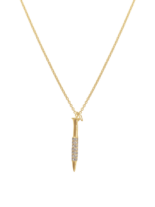 14K Gold Diamond Nail Necklace