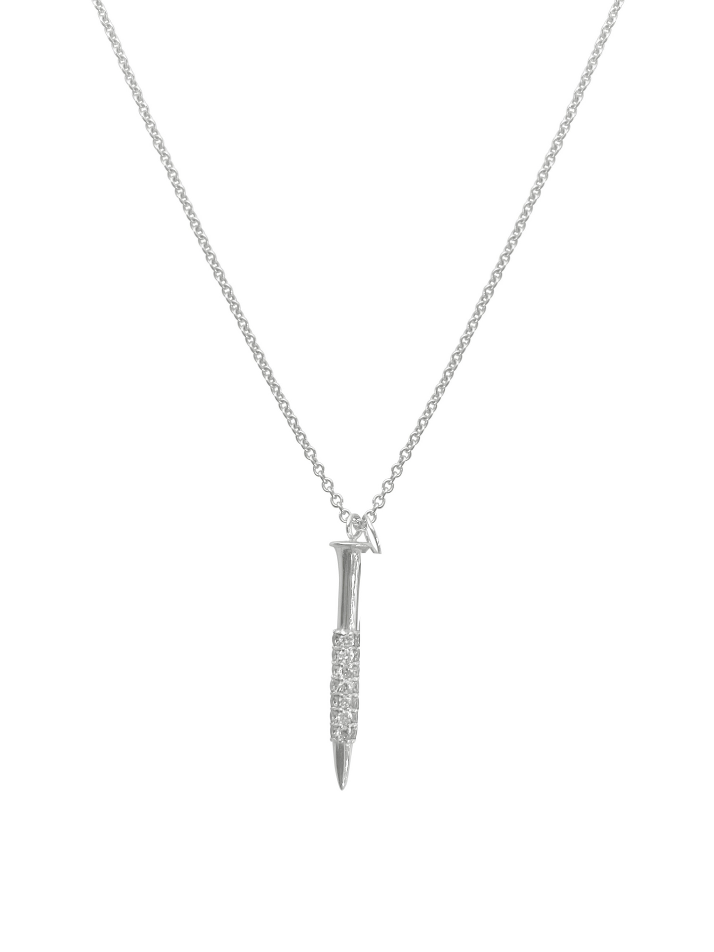 14K Gold Diamond Nail Necklace