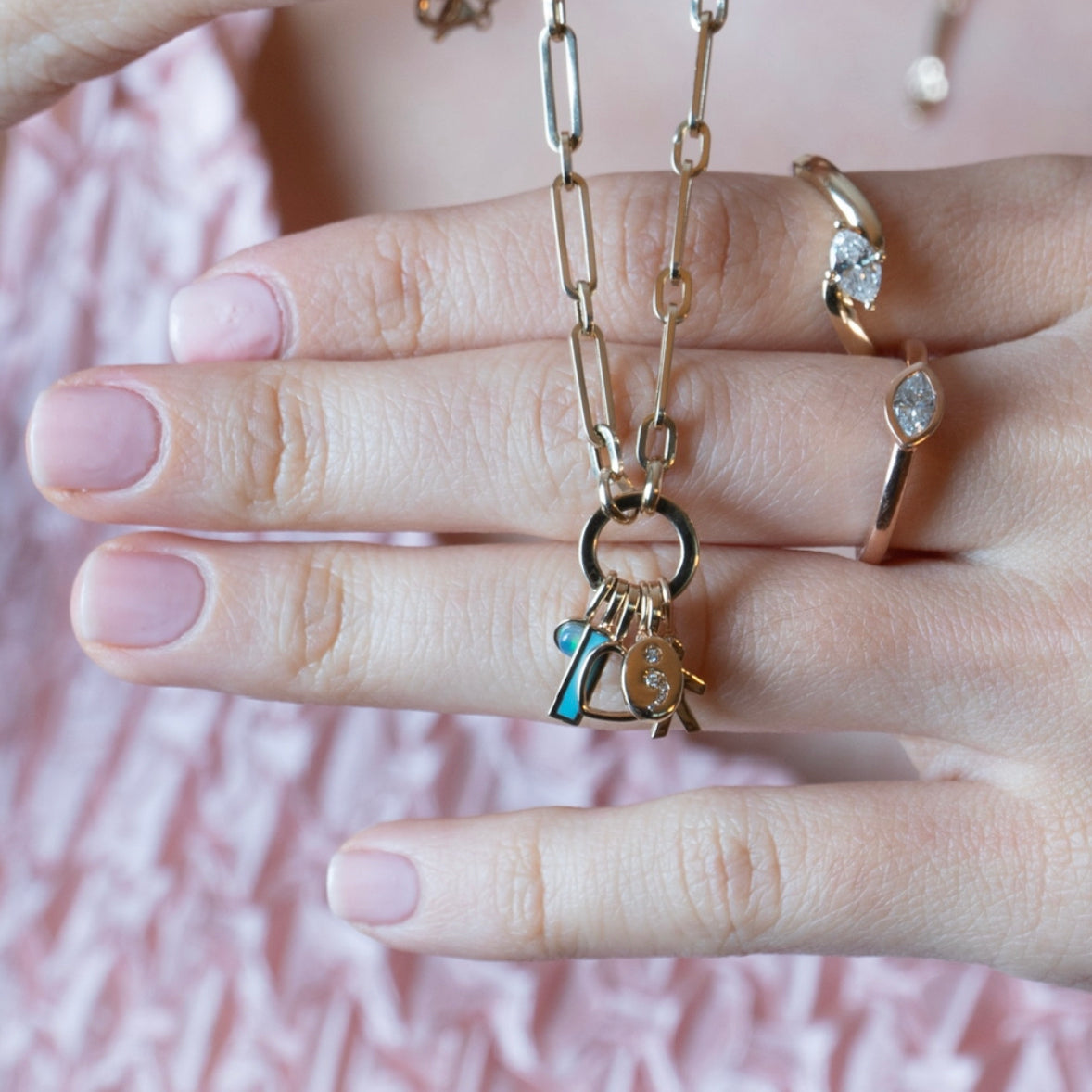 14K  Charm Holder Ring