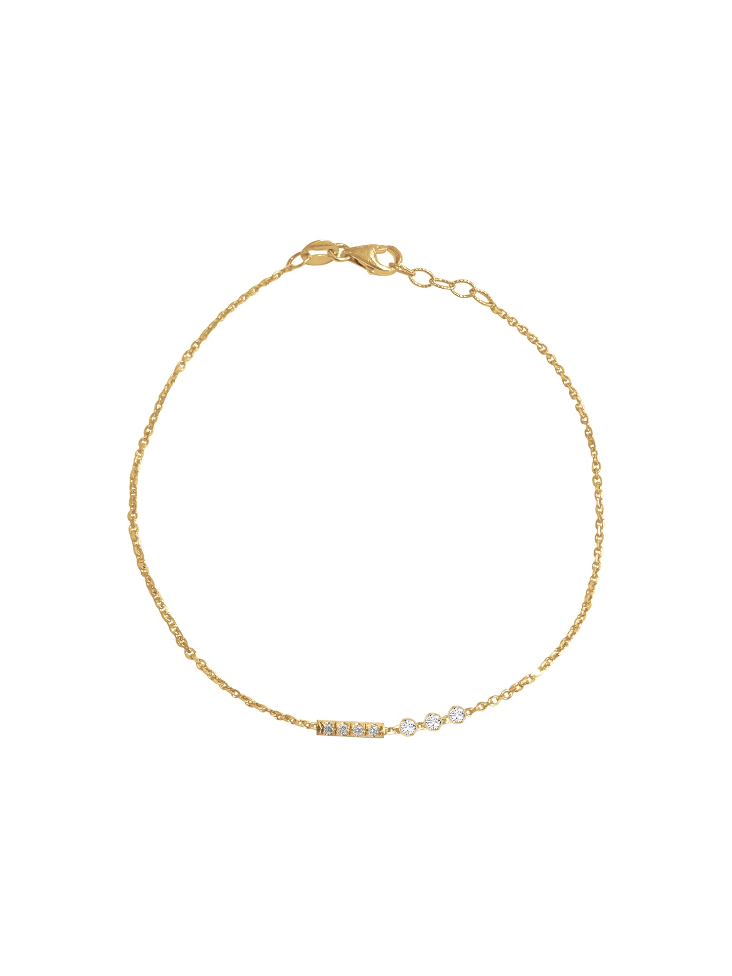 14K Gold Diamond Morse Code Initial Bracelet