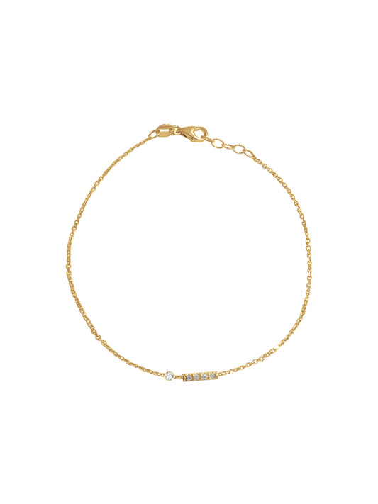 14K Gold Diamond Morse Code Initial Bracelet
