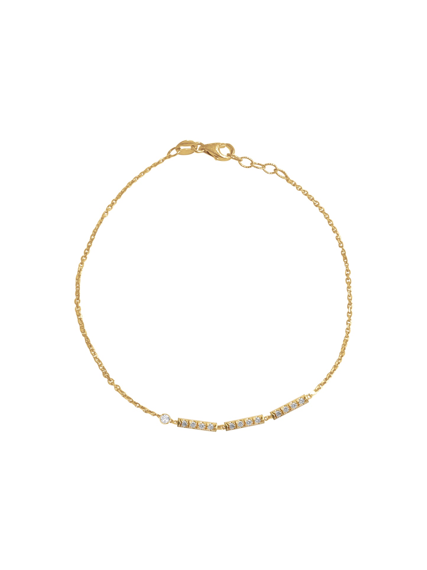 14K Gold Diamond Morse Code Initial Bracelet
