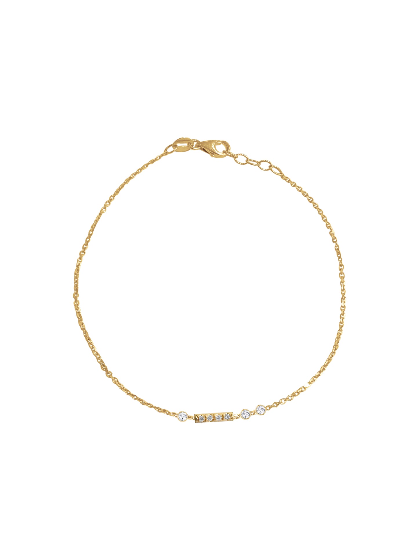 14K Gold Diamond Morse Code Initial Bracelet