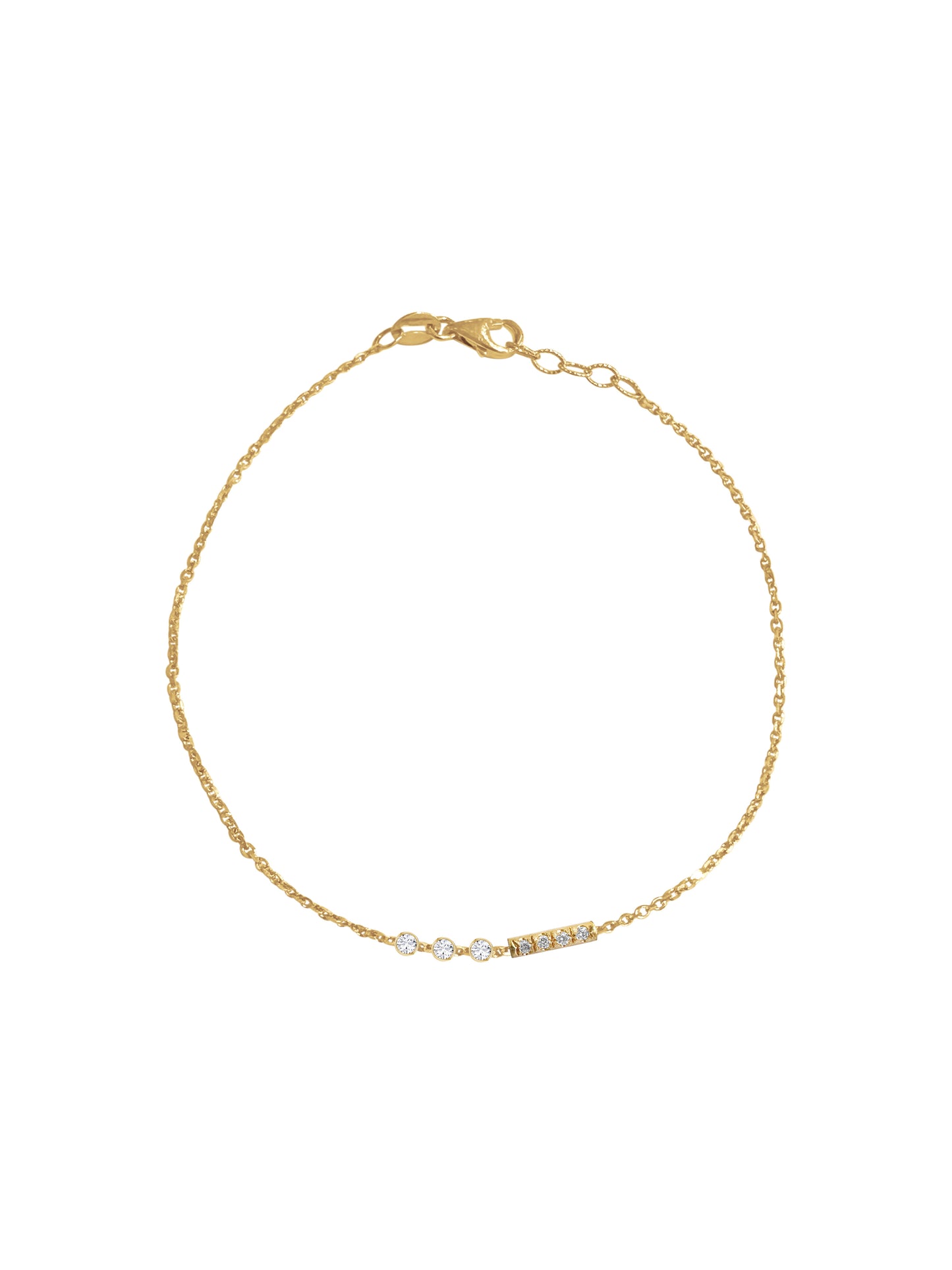 14K Gold Diamond Morse Code Initial Bracelet