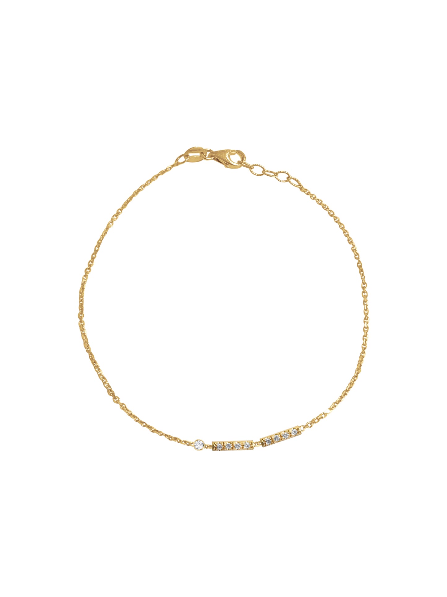 14K Gold Diamond Morse Code Initial Bracelet