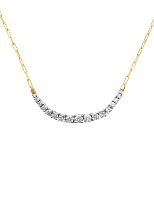 14K Diamond Tennis & Paperclip Necklace