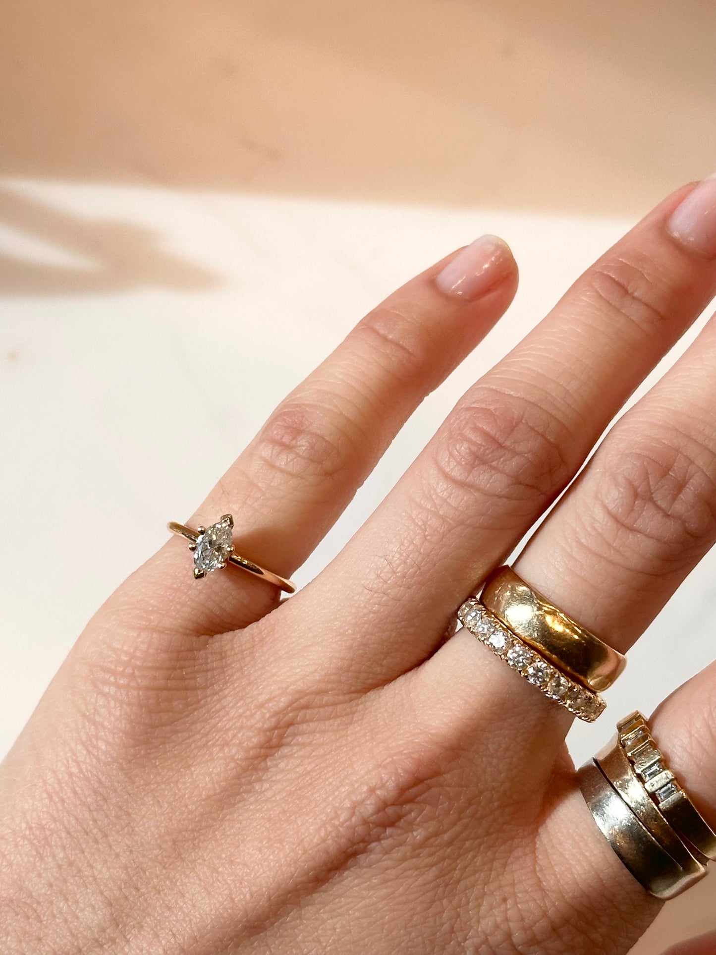 14k Gold Marquise Diamond Ring