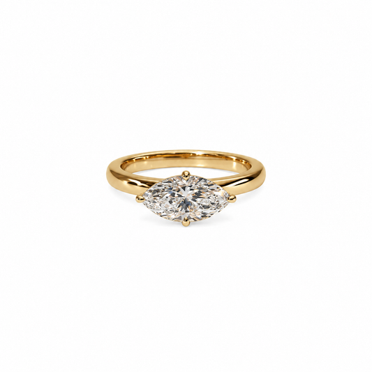 14K East-West Marquise Dome Engagement Ring