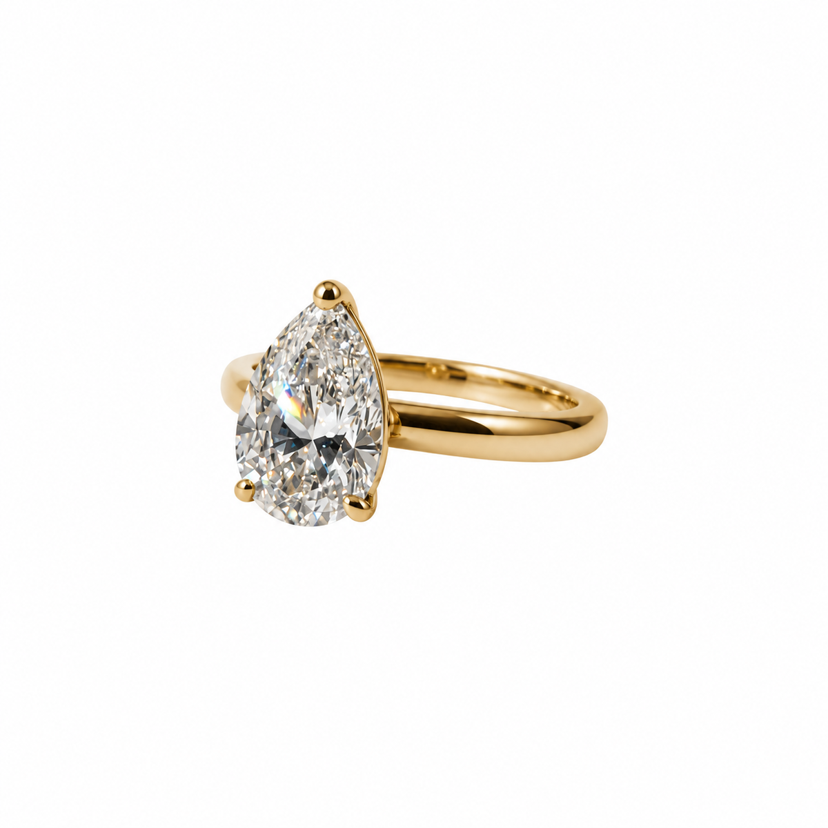 14K Pear Dome Engagement Ring