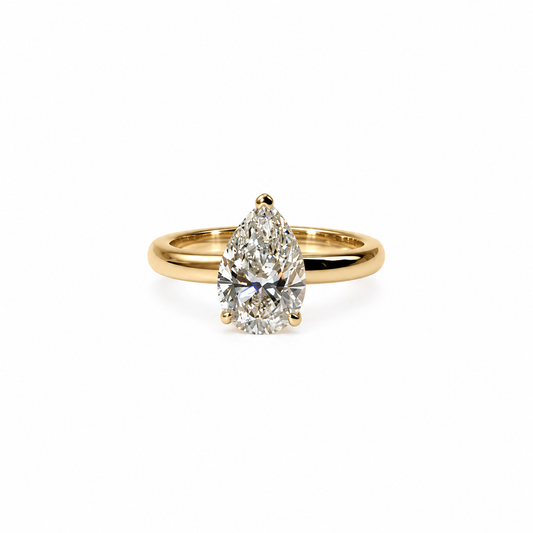 14K Pear Dome Engagement Ring