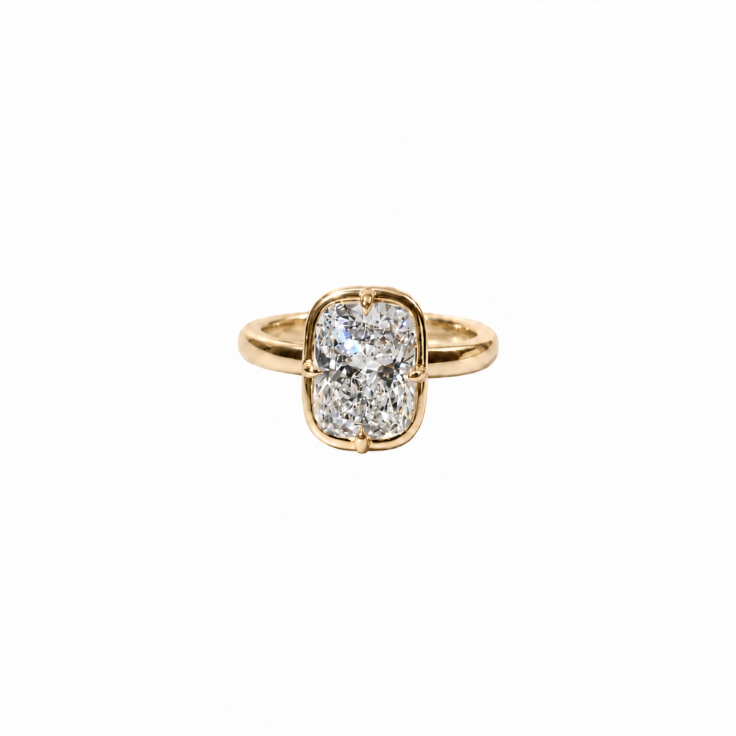 14K Elongated Cushion Dome Engagement Ring