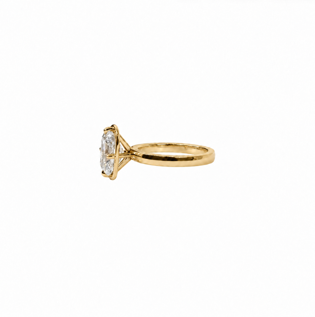 14K Elongated Cushion Dome Engagement Ring