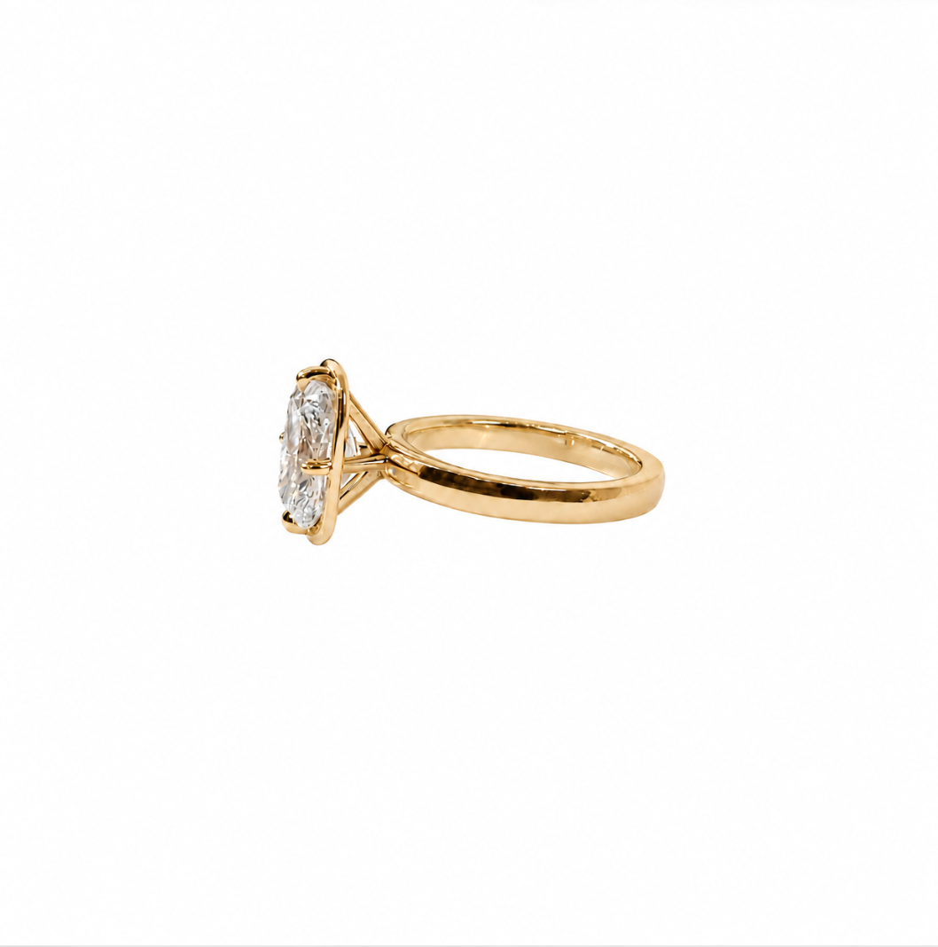 14K Elongated Cushion Dome Engagement Ring