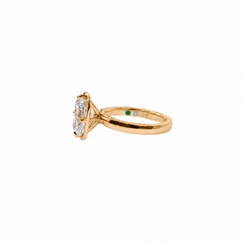 14K Elongated Cushion Dome Engagement Ring