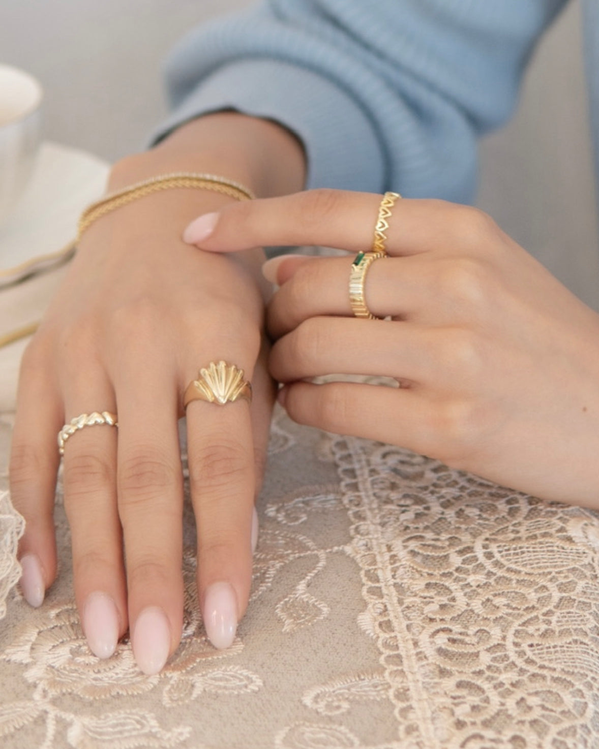 14k Solid Gold Shell Ring