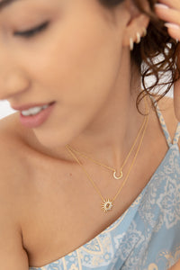 14k Diamond Pave Sun Necklace