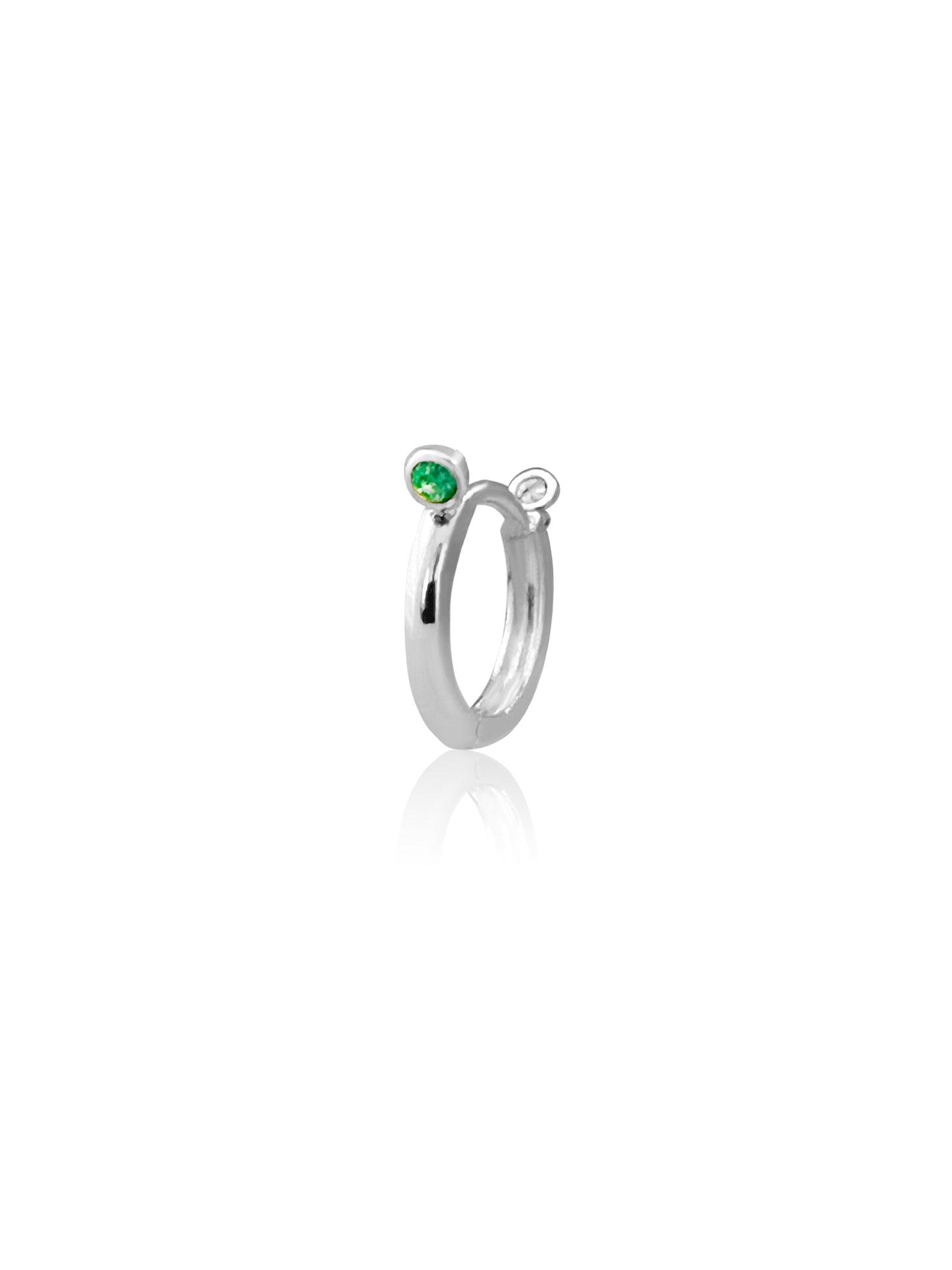 14KT Gold Front Back Diamond/Emerald Clicker Earring