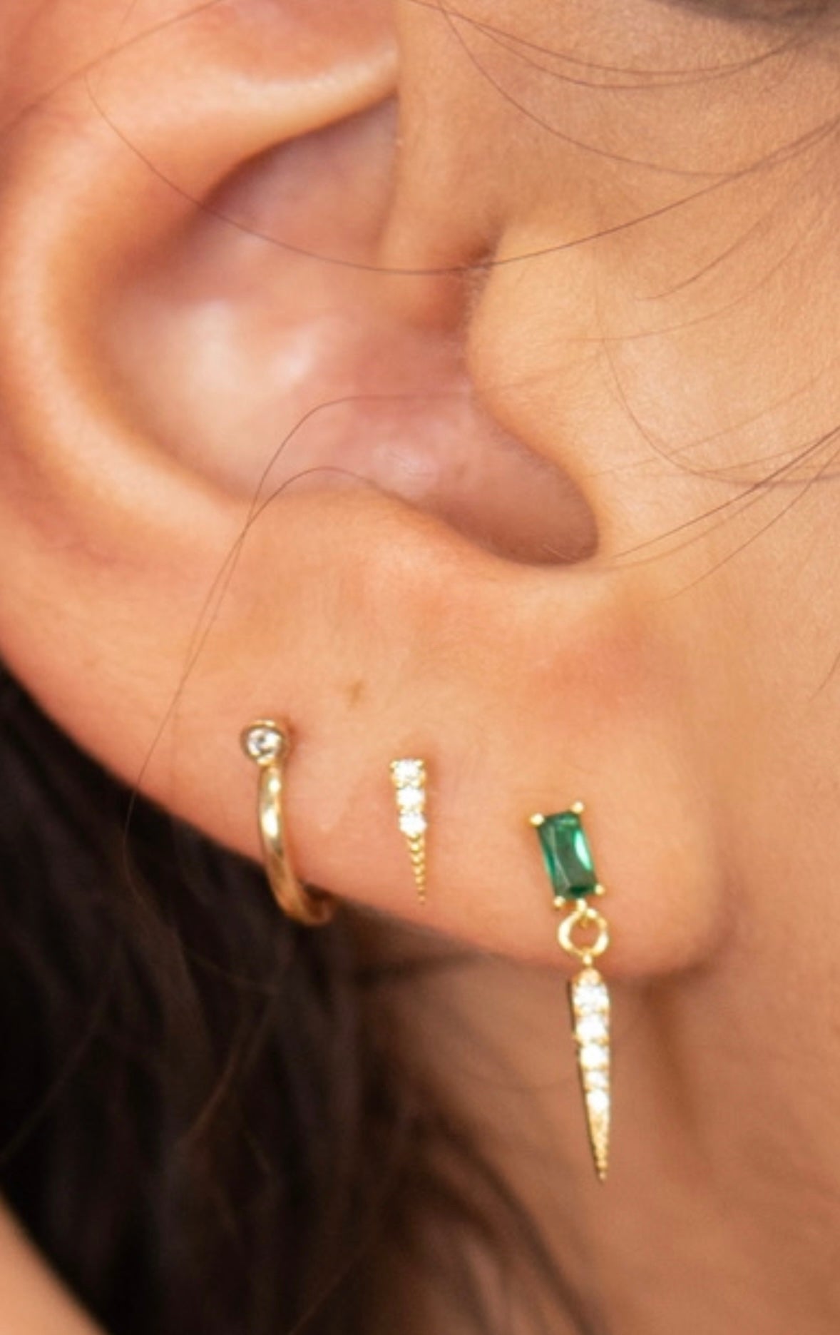 14KT Gold Mini Huggie Diamond Clicker Earring