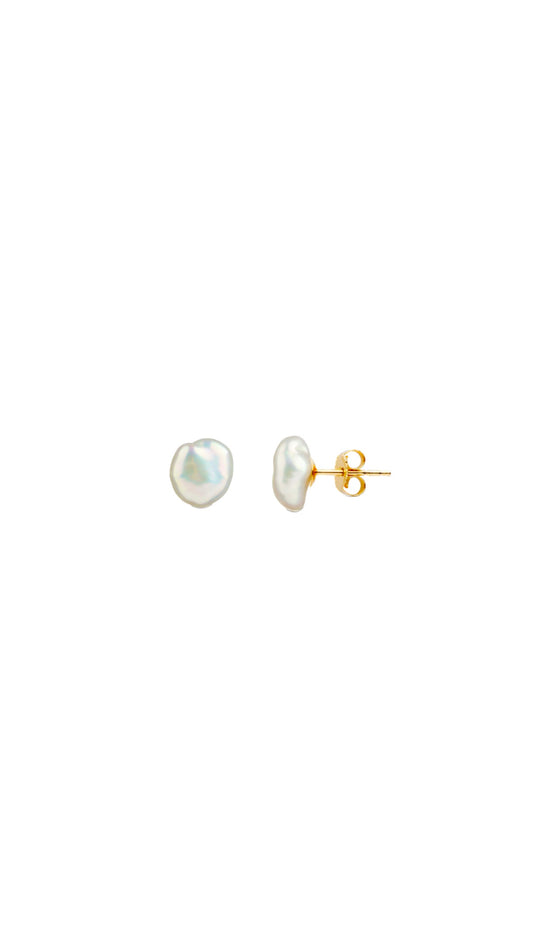 14K Gold 7mm Keshi Pearl Stud Earrings