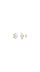 14K Gold 7mm Keshi Pearl Stud Earrings