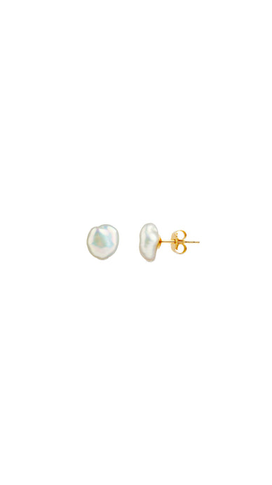 14K Gold 7mm Keshi Pearl Stud Earrings