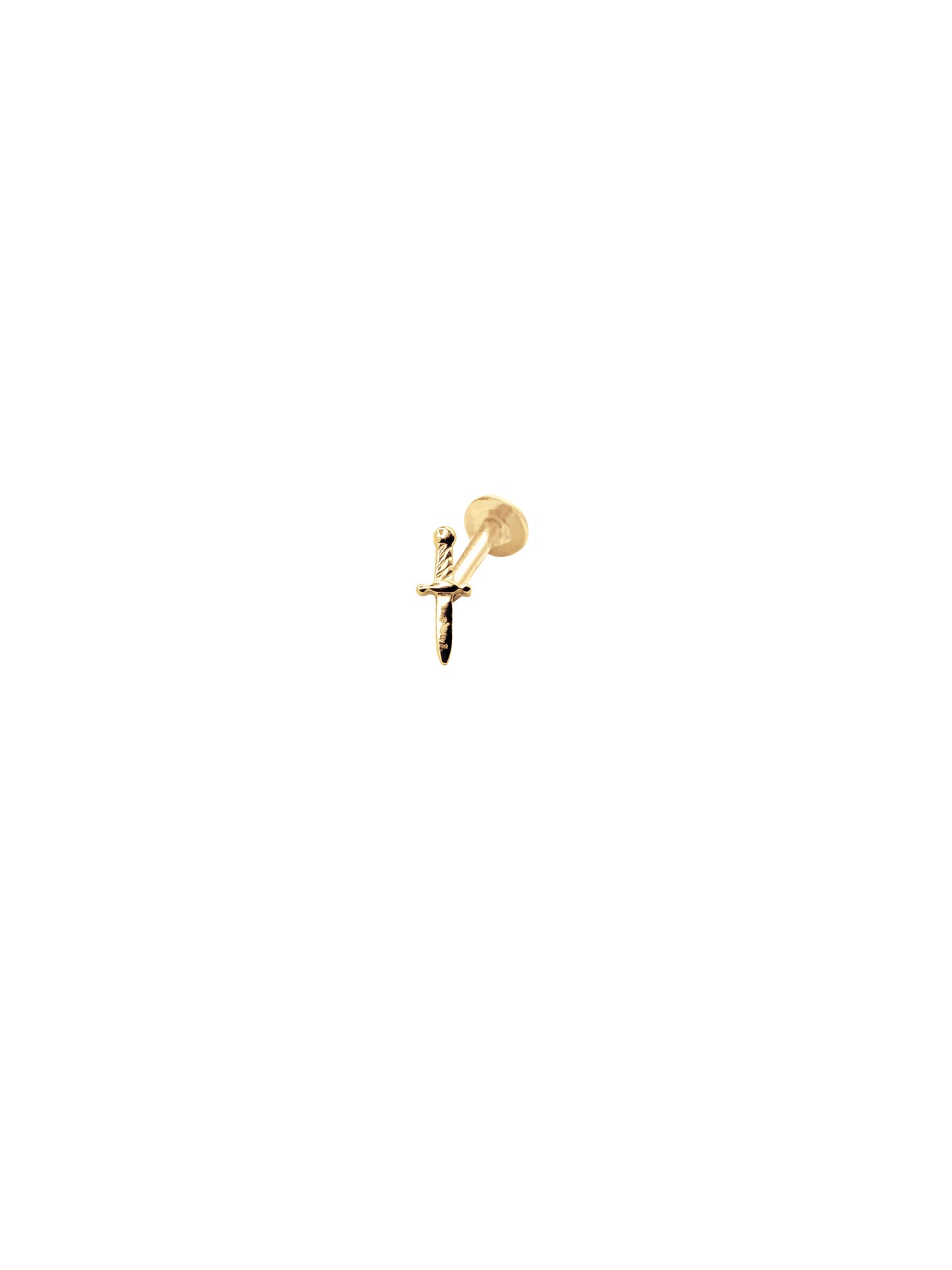 14K Gold Push Flat Back Dagger Earring