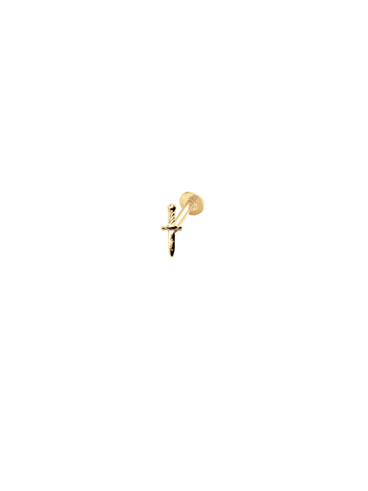 14K Gold Push Flat Back Dagger Earring