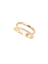 14k Diamond Double Band Hammered Ring