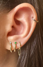 14KT Gold Front Back Diamond/Emerald Clicker Earring