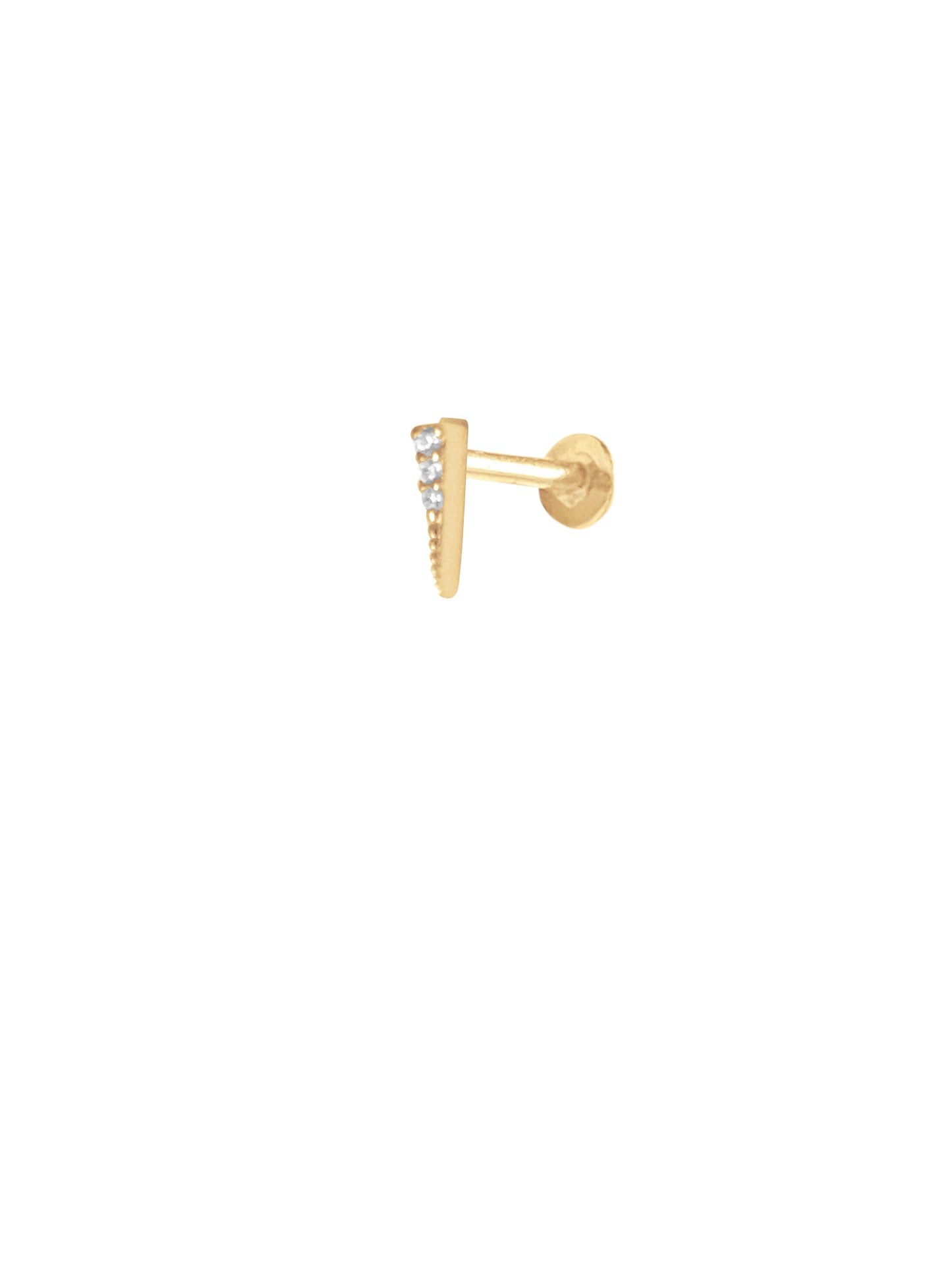 14K Gold Push Flat Back Diamond spike Earring