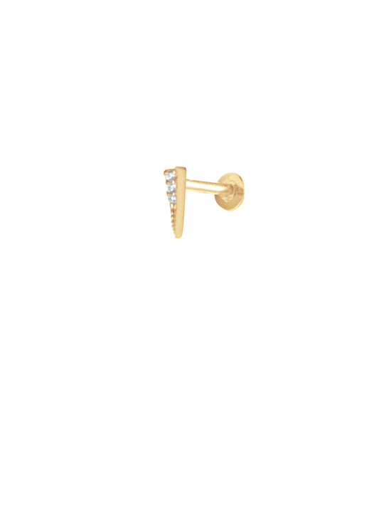 14K Gold Push Flat Back Diamond spike Earring