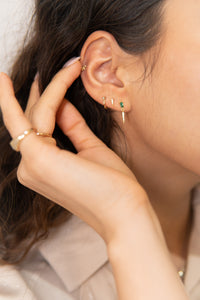 14K Gold Push Flat Back Diamond spike Earring