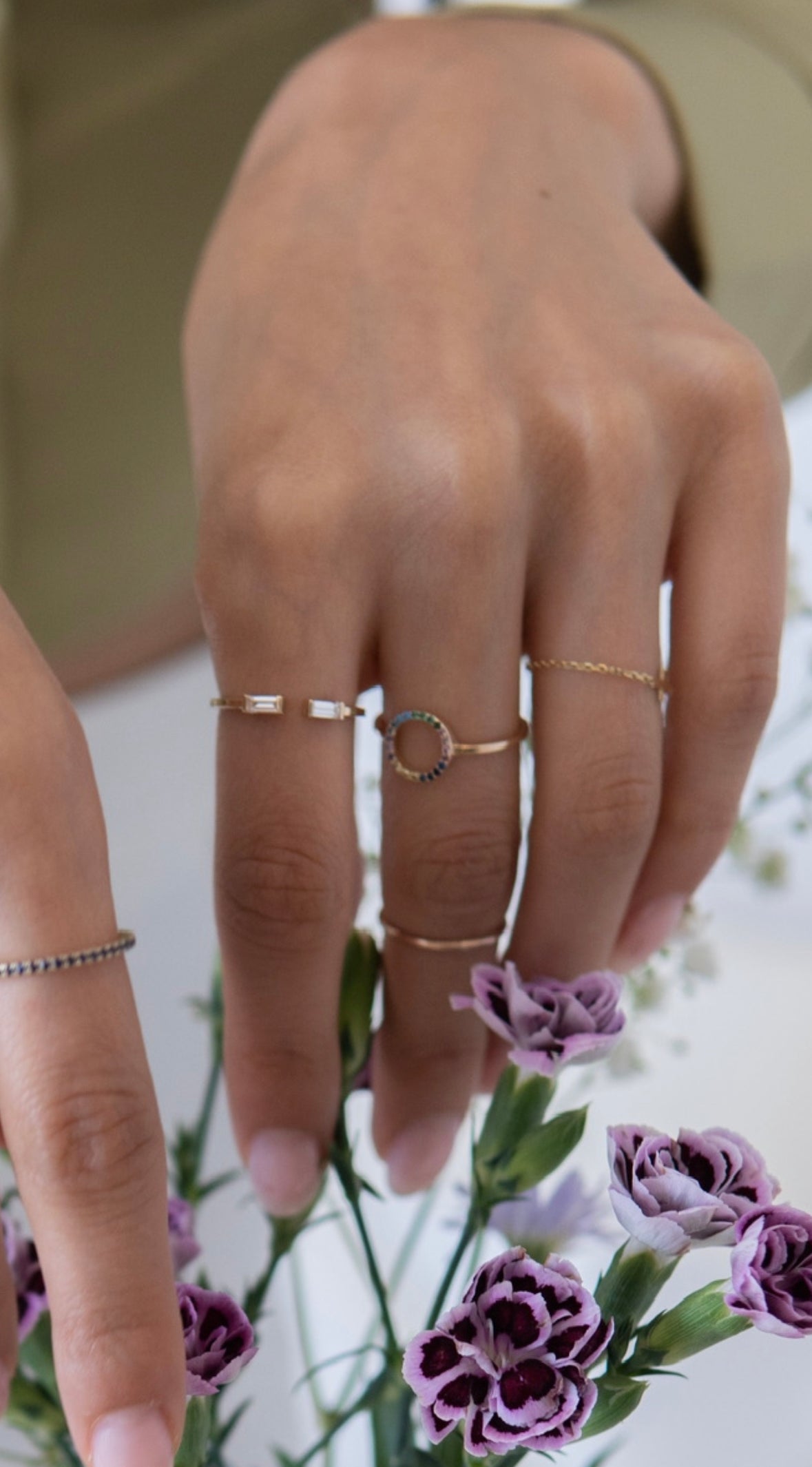 14K Gold Diamond Baguette Open Ring