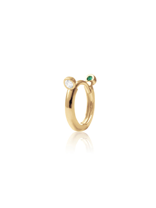 14KT Gold Front Back Diamond/Emerald Clicker Earring