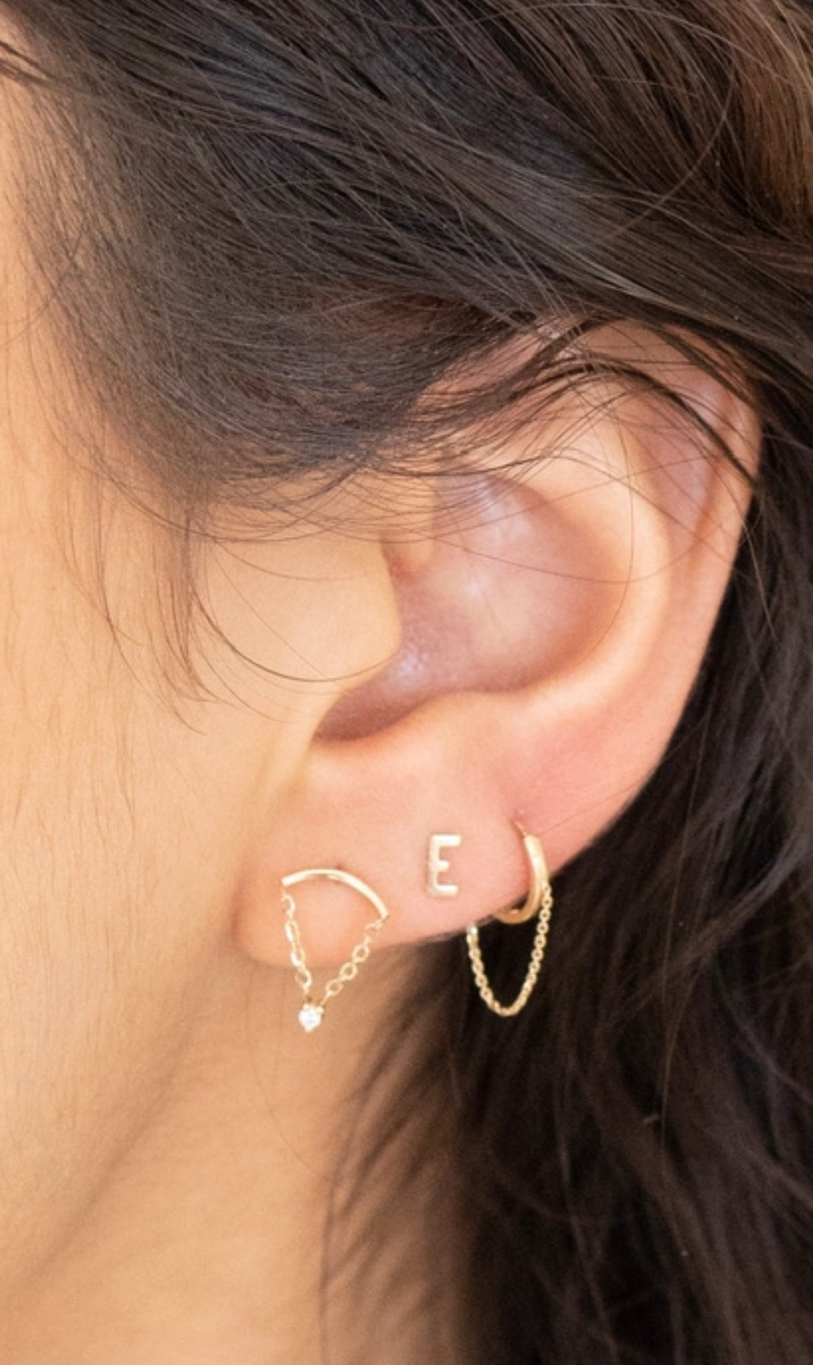 14K Gold Diamond Chain Flat Back