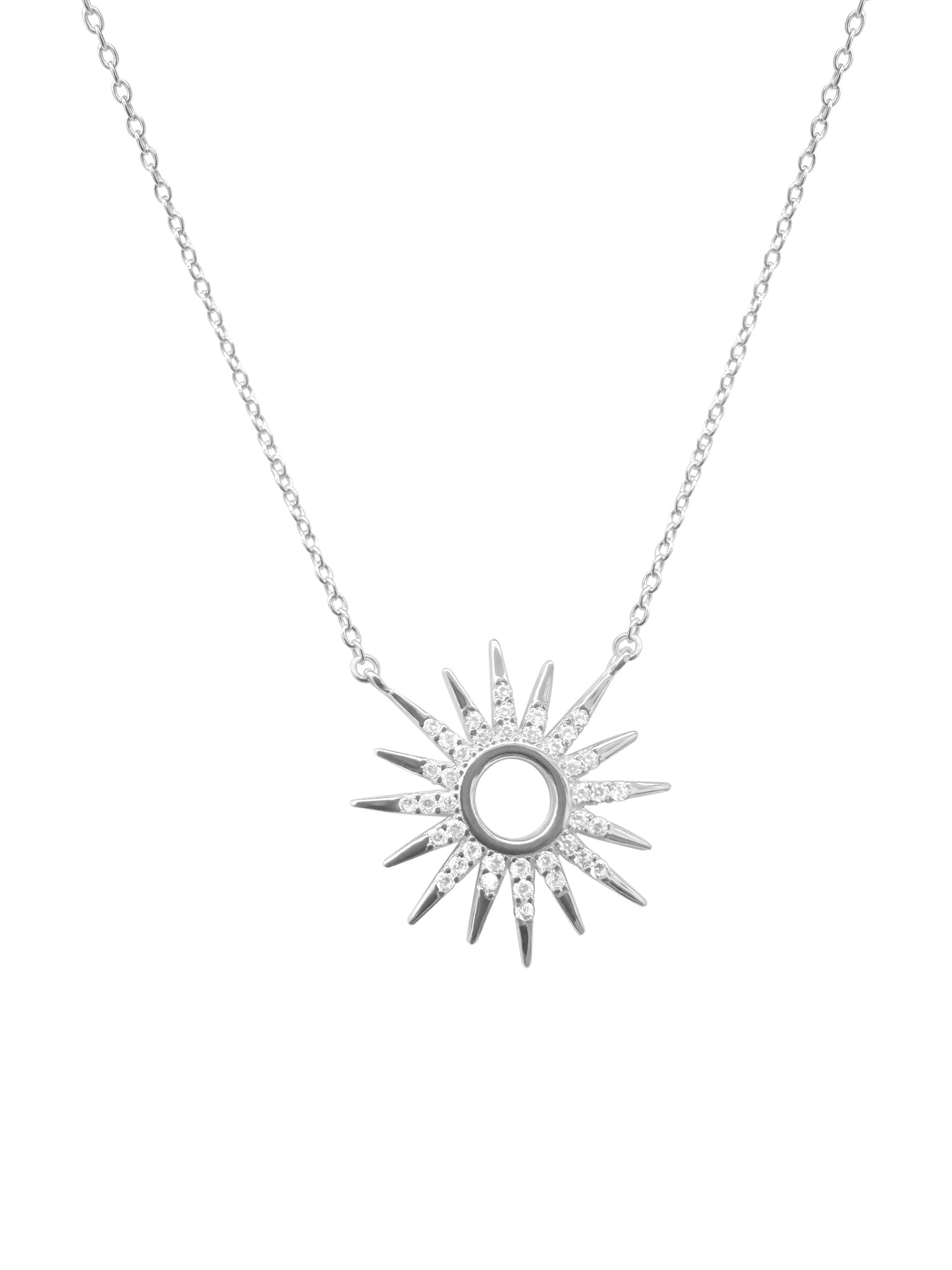 14k Diamond Pave Sun Necklace