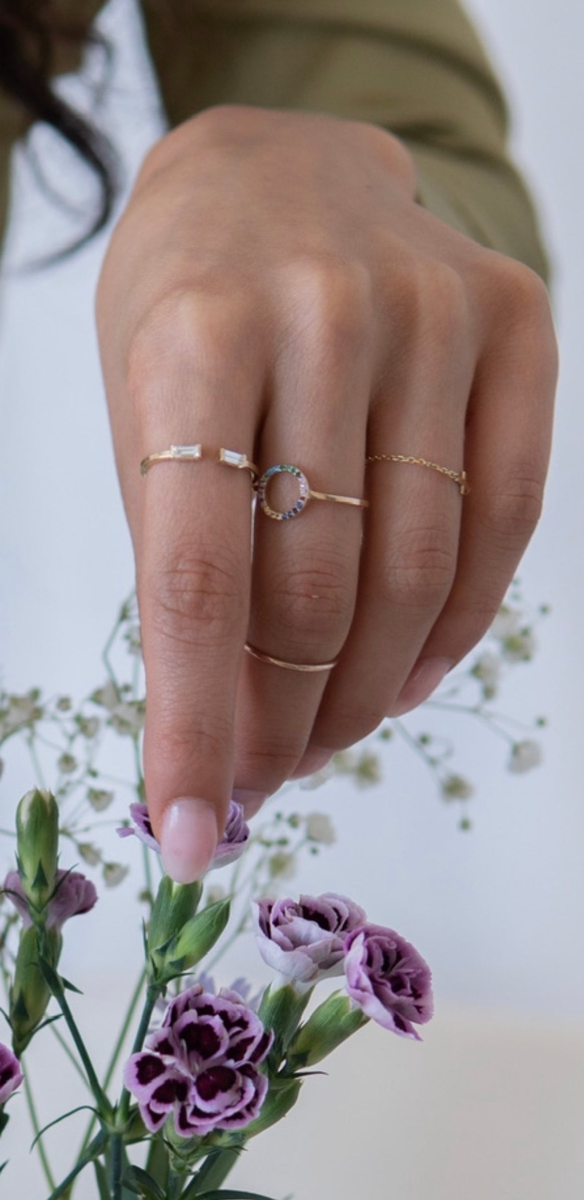 14K Gold Diamond Baguette Open Ring