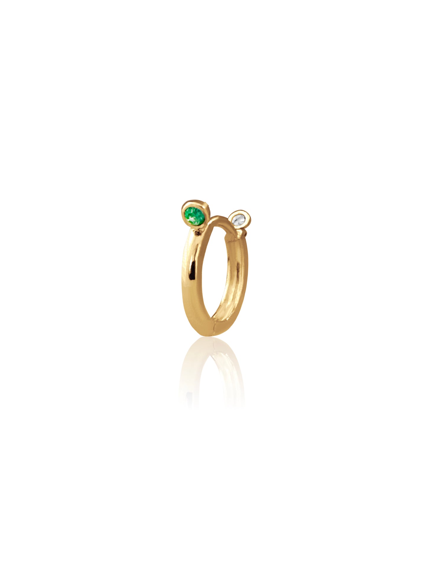 14KT Gold Front Back Diamond/Emerald Clicker Earring