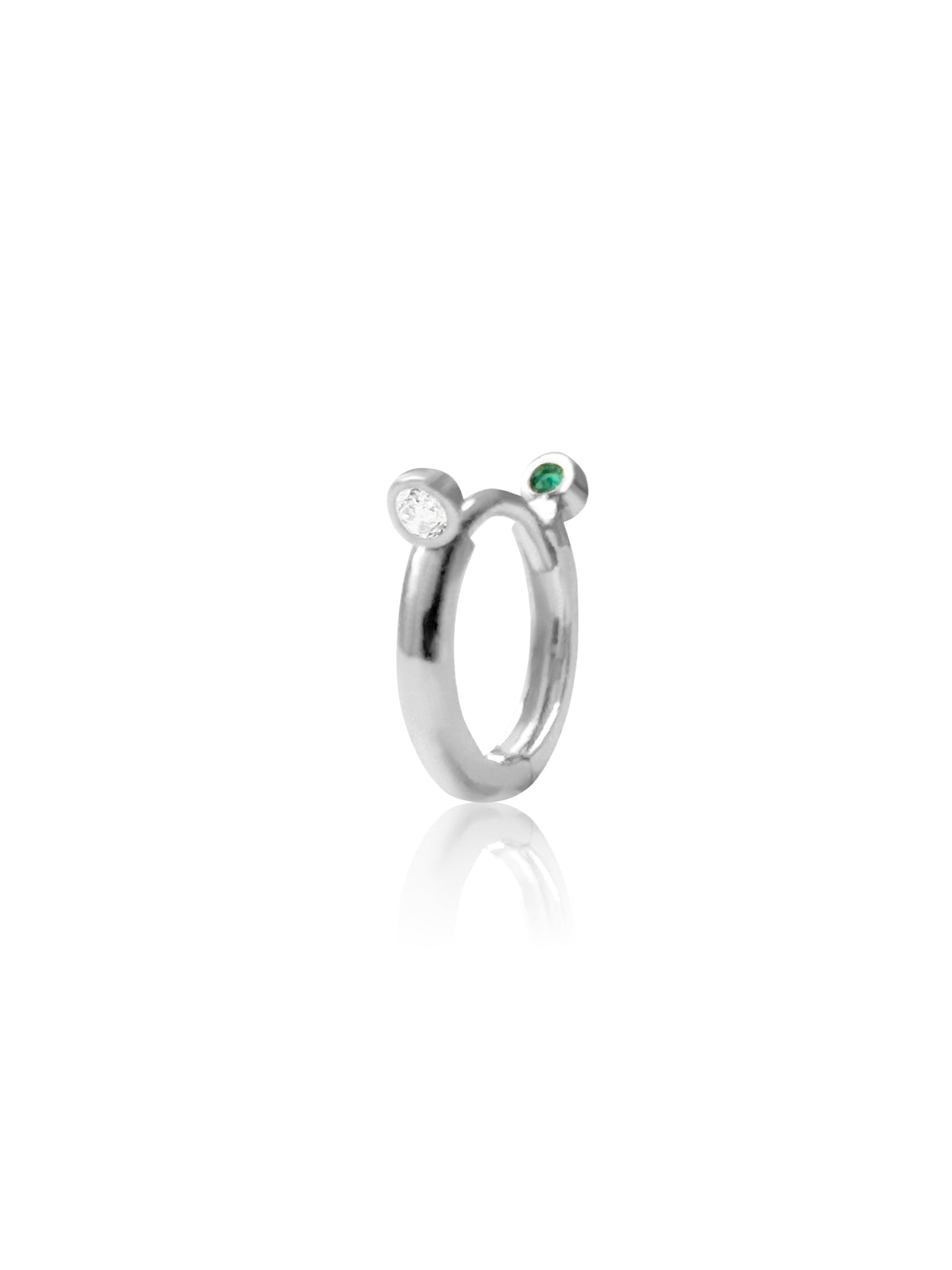 14KT Gold Front Back Diamond/Emerald Clicker Earring