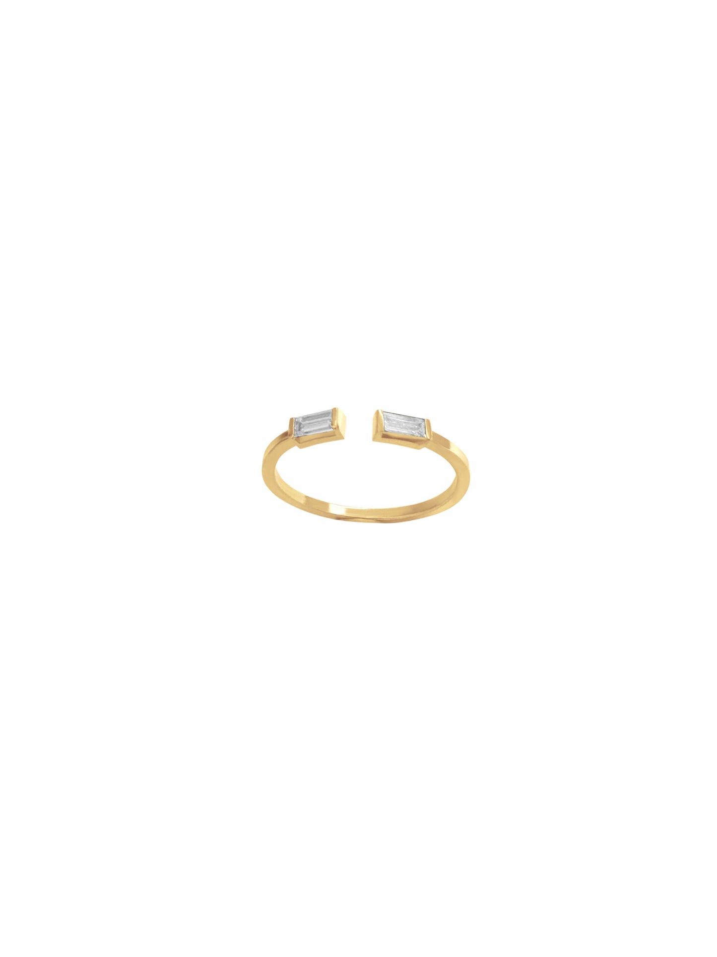 14K Gold Diamond Baguette Open Ring