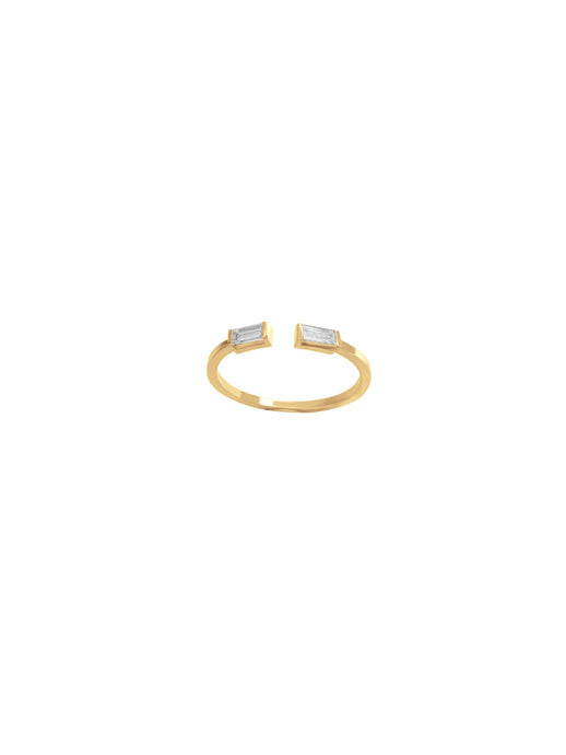 14K Gold Diamond Baguette Open Ring