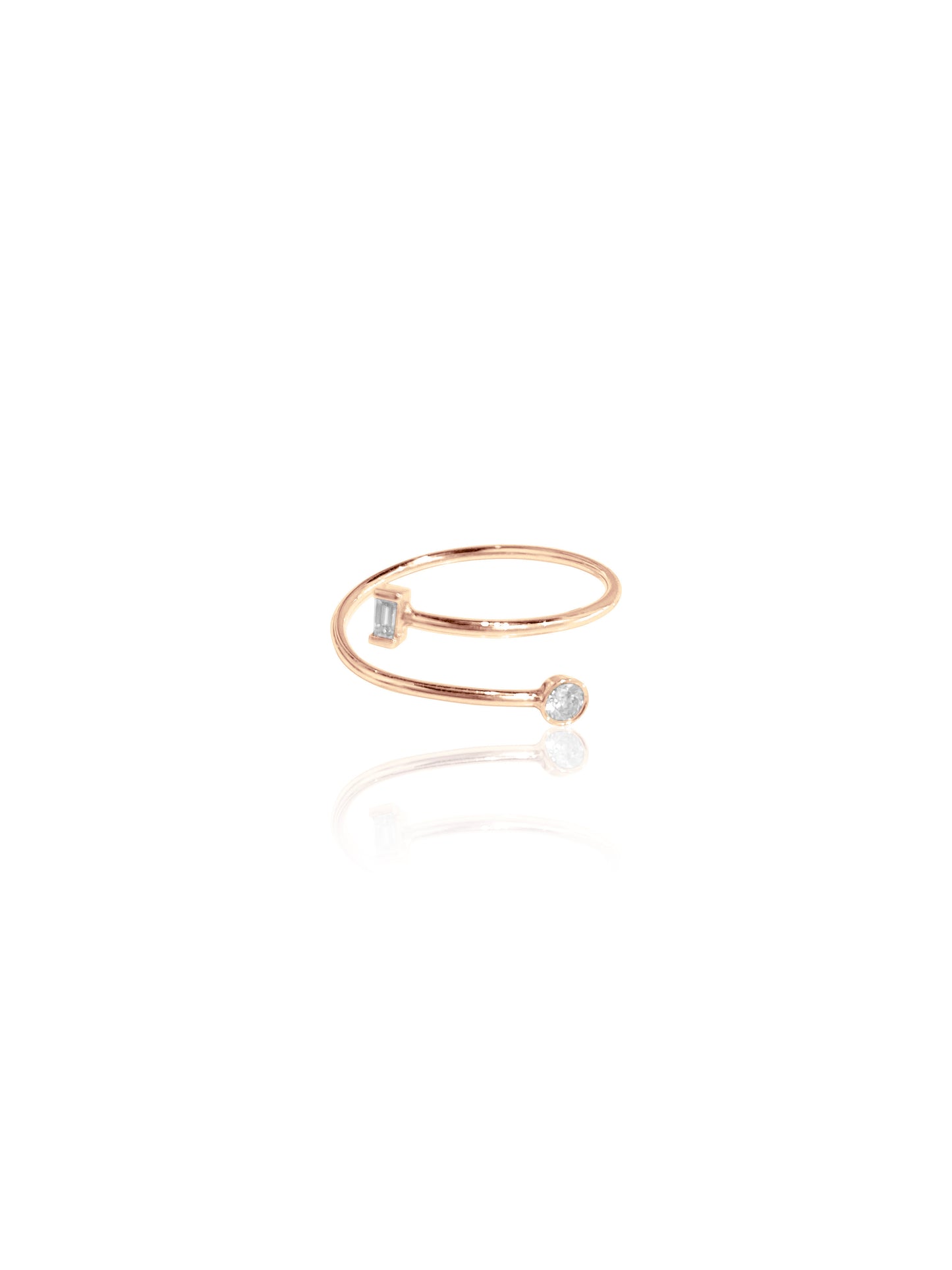 14K Gold Baguette Diamond & Bezel Coil Ring