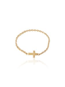 14K Gold Soft Chain Cross Ring