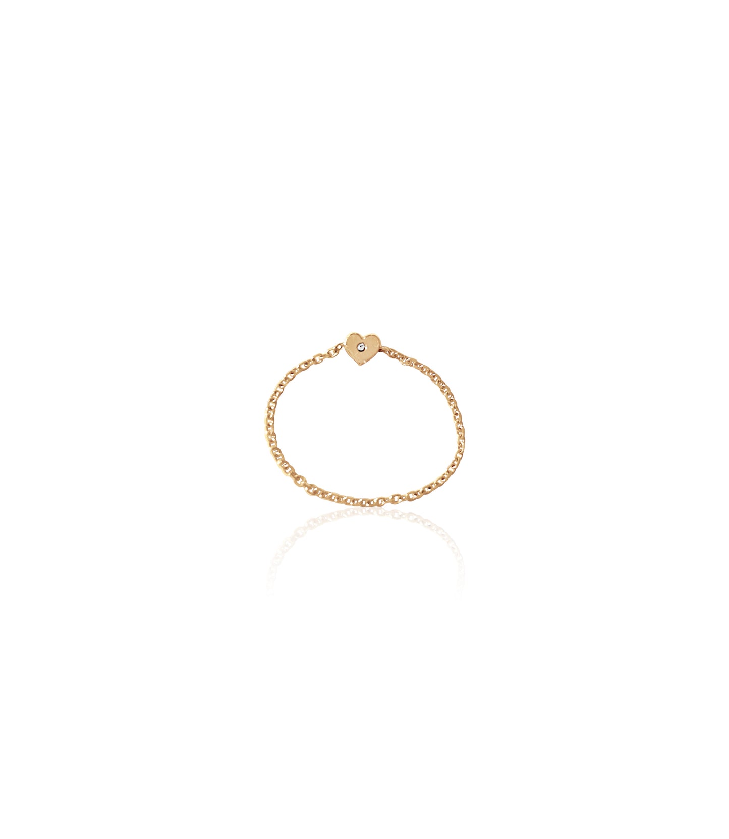 14K Gold & Diamond Soft Chain Mini Heart Ring