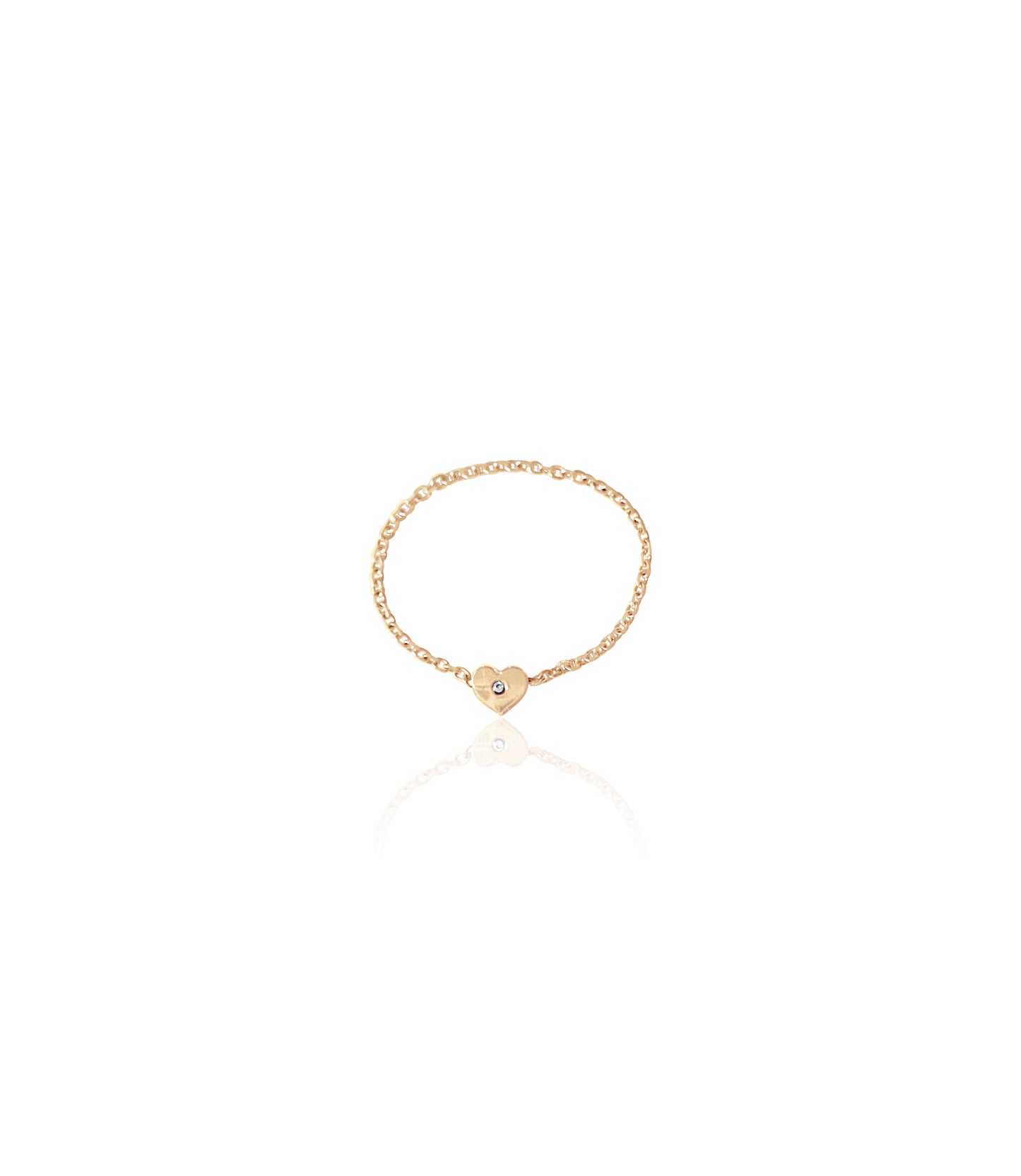 14K Gold & Diamond Soft Chain Mini Heart Ring