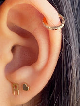14KT Gold Diamond Double Sided Mini Huggie Clicker Earring